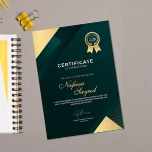 Professional certificates designed to recognise achievements, participation and contributions. Customise the name, logo, text, colours, borders and design for schools, colleges, organisations, businesses, workshops, seminars and events.