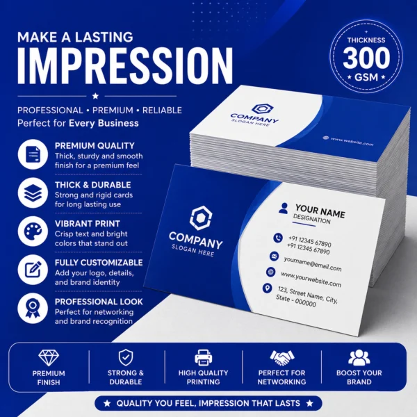 Premium 300 GSM cards designed for professional networking, branding, and business promotion.
