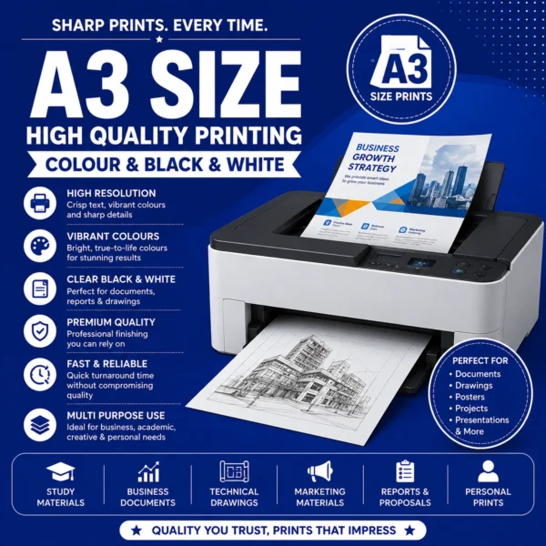 High-quality A3 colour and black and white digital printing service