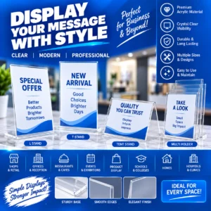 Custom acrylic display boards and stands for shops and offices in Nabarangpur