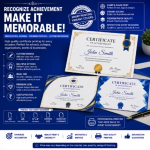 Custom certificate printing with premium designs by BG Printers in Nabarangpur