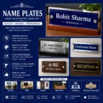Custom office desk door and reception name plates in Nabarangpur
