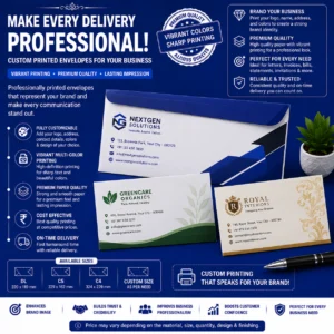 Custom printed envelopes with professional business branding by BG Printers in Nabarangpur