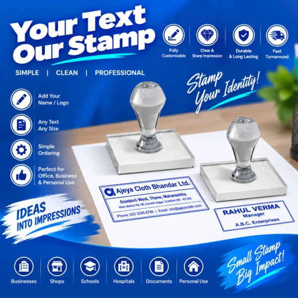 Custom text rubber stamp with personalized business details in Nabarangpur