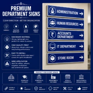 Custom department signs on sunboard for offices in Nabarangpur