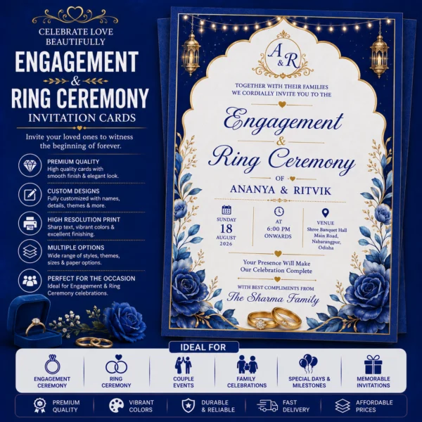 Custom engagement and ring ceremony invitation cards in Nabarangpur Odisha