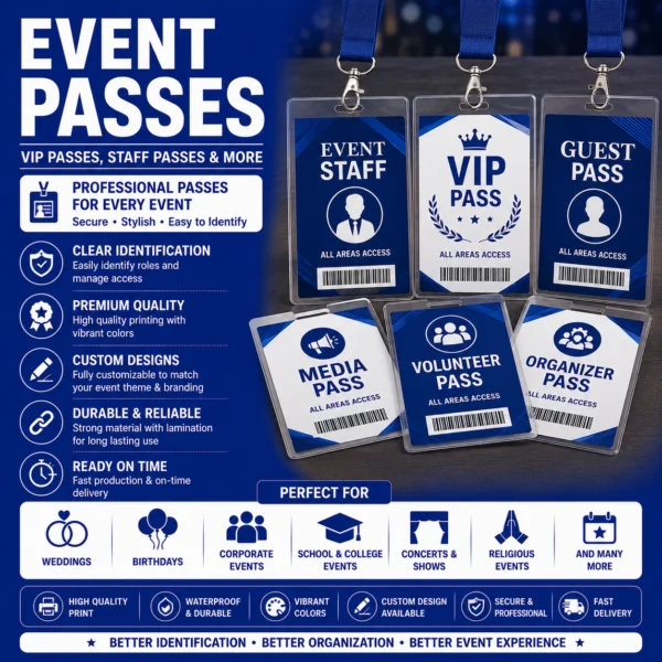 Custom VIP staff guest and event pass printing in Nabarangpur Odisha