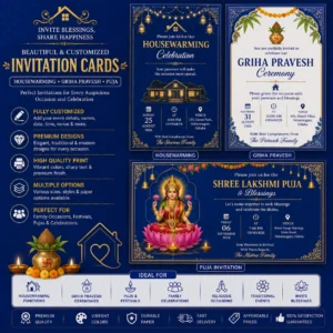 Traditional Hindu housewarming Griha Pravesh and puja invitation cards in Nabarangpur Odisha