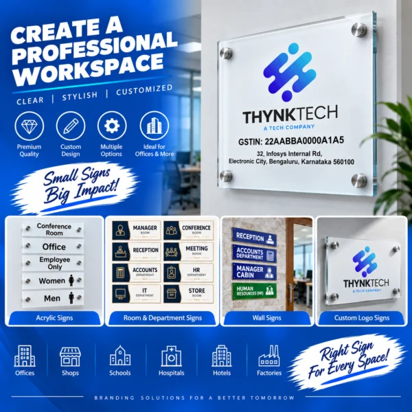 Custom office signage and acrylic sign boards in Nabarangpur