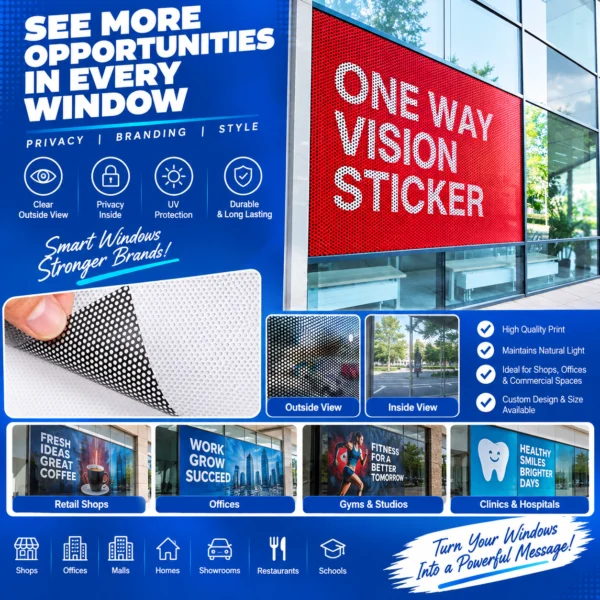 One-way vision glass film printing for shop and office windows in Nabarangpur