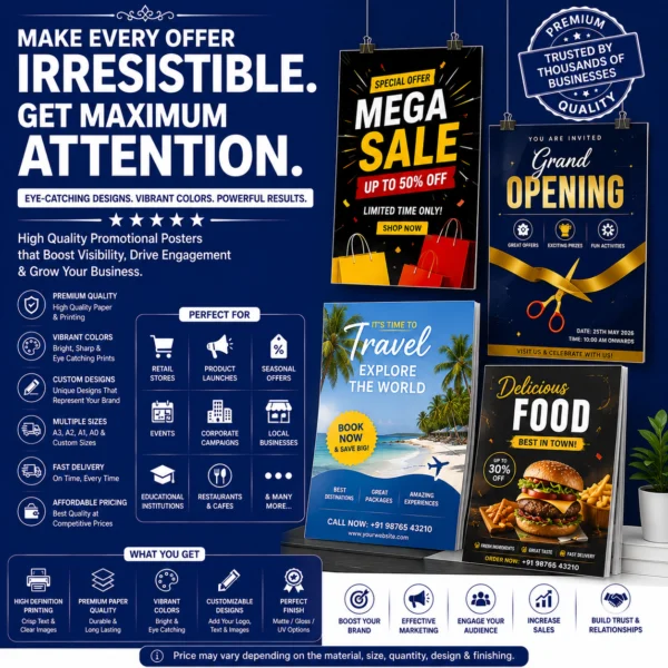 Custom promotional poster printing with vibrant colors by BG Printers in Nabarangpur