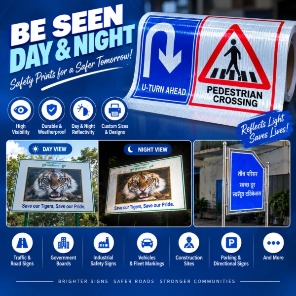 Retro reflective vinyl printing for road safety and night-visible signs in Nabarangpur