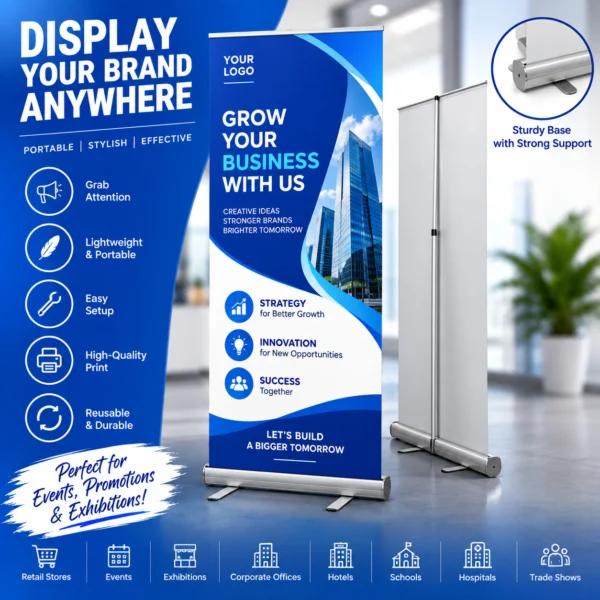 Custom roll-up standee printing for events and business promotion in Nabarangpur