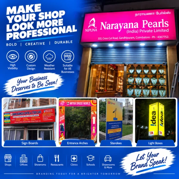 Professional shop front branding and signage in Nabarangpur