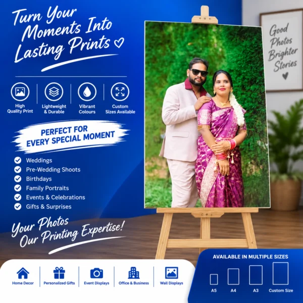 Custom sunboard photo printing for wedding and portrait photos in Nabarangpur