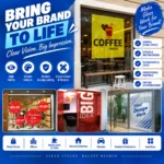 Transparent vinyl printing for glass windows, doors and shop branding in Nabarangpur