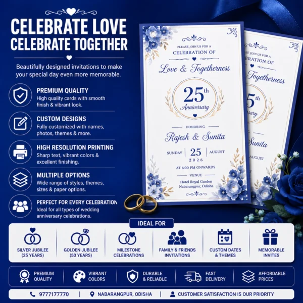 Traditional Hindu wedding anniversary invitation card printing in Nabarangpur Odisha