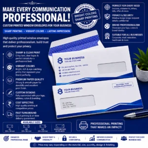 Custom printed window envelopes with professional branding by BG Printers in Nabarangpur